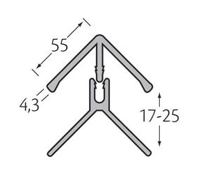 Kerrafront 2-delig hoekprofiel 17 mm inwendig