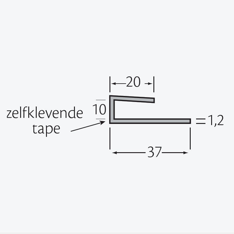U-profiel 10x20x37x1 mm Zelfklevend
