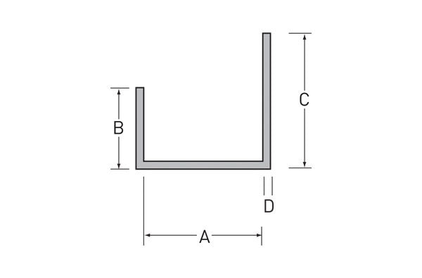 U-profiel 18x13x30x1,4 mm