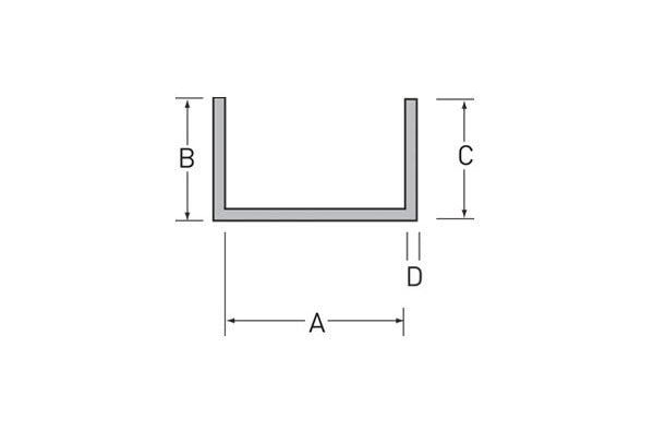 U-profiel 41x20x20x1,2 mm